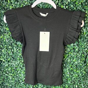 Zara Elegant Black Ruffle Sleeve Blouse